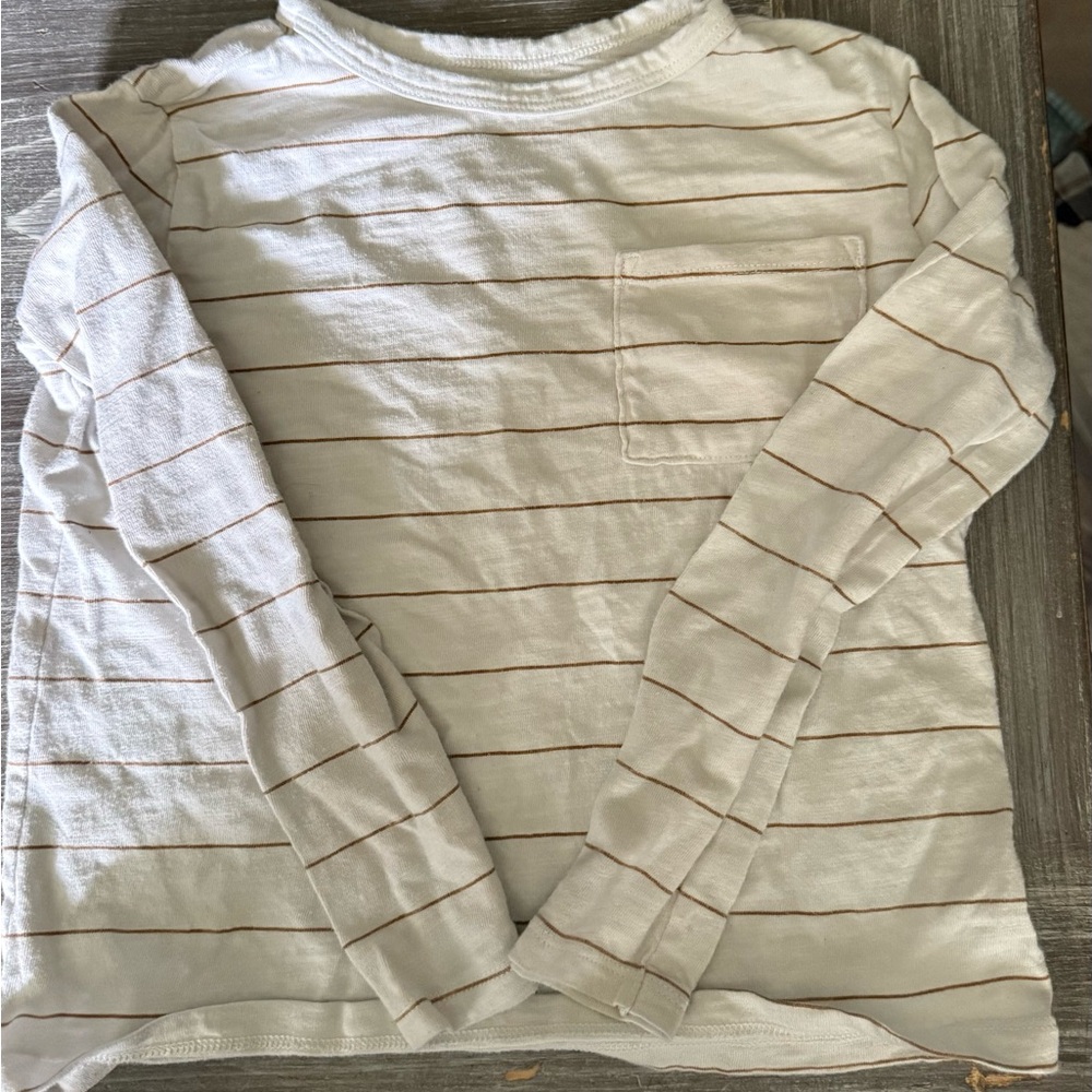 Cozy Cream and Brown Striped Long Sleeve Tee
